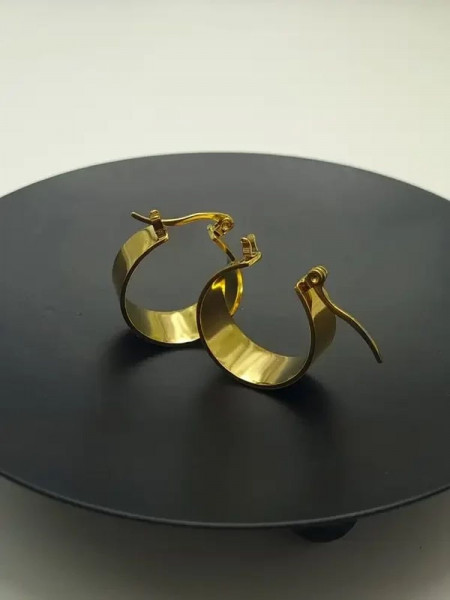 Массивные золотистые серьги-кольца конго в стиле минимализм J10206CJJ