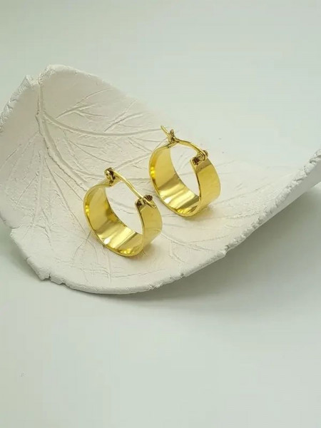 Серьги стальные с напылением золотом кольца J10206CJJ