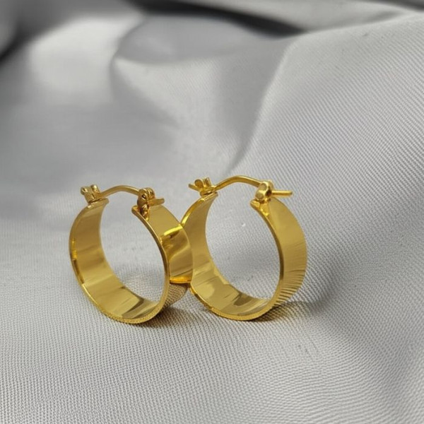 Массивные золотистые серьги-кольца конго в стиле минимализм J10206CJJ