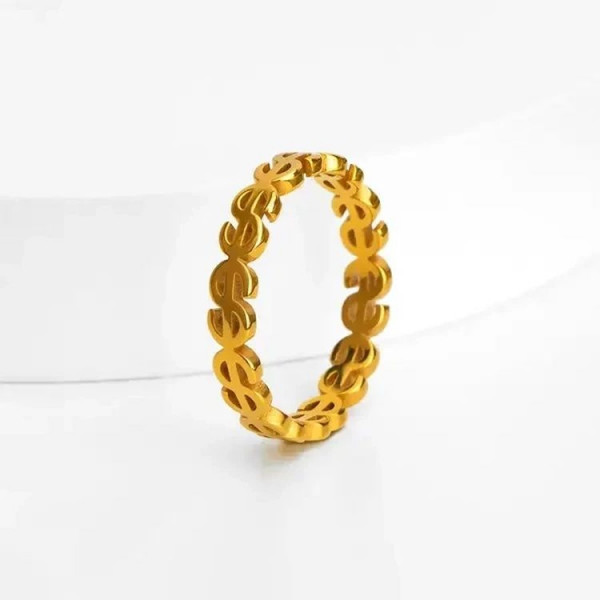 Кольцо стальное с напылением золотом доллар J10168CJJ