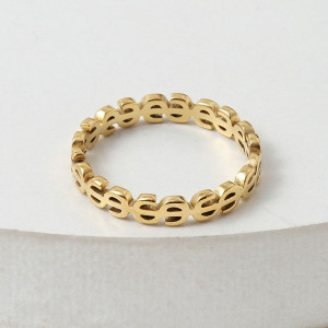 Золотистое кольцо со сквозным узором в виде знака доллара J10168CJJ