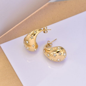 Объемные серьги-пусеты со звездами CJD01918