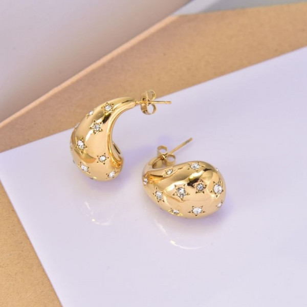 Объемные серьги-пусеты со звездами CJD01918