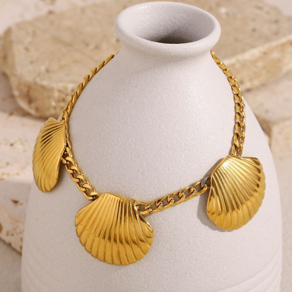 Браслет цепочка с крупными подвесками в форме морских раковин CJL73616