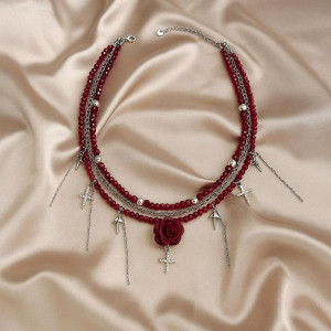 Колье многослойное ювелирный сплав 1J11655CJJ