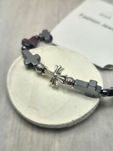 Браслет стальной с черными крестами J10768CJJ