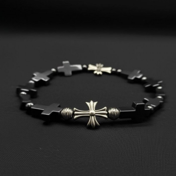 Браслет стальной с черными крестами J10768CJJ