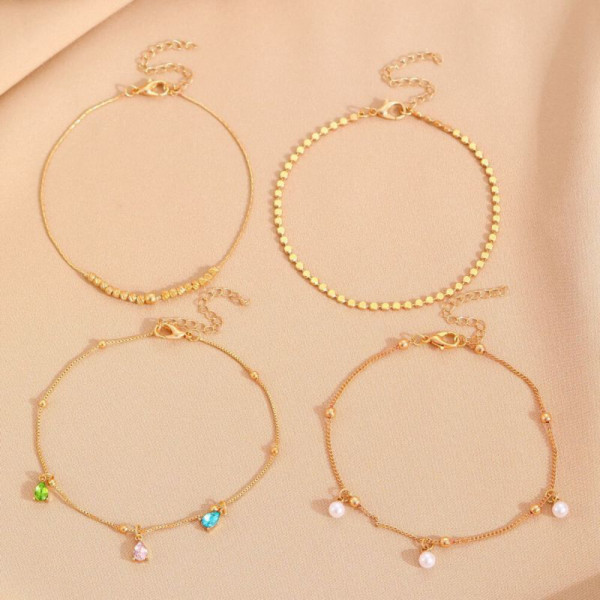 Изящный анклет с золотистыми бусинами CJH67016