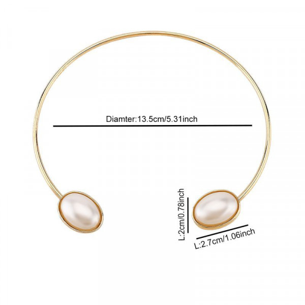 Колье-обруч тонкое серебристое с крупным жемчугом CJM07384