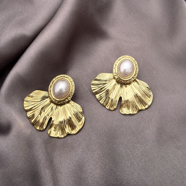 Серьги-пусеты Ракушки веерные с эмалью CJN45290