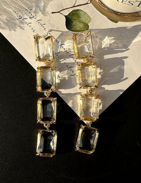 Длинные серьги из каскада прозрачных кристаллов L78977