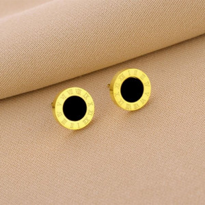 Серьги-пусеты с римскими цифрами и эмалью CJC69130