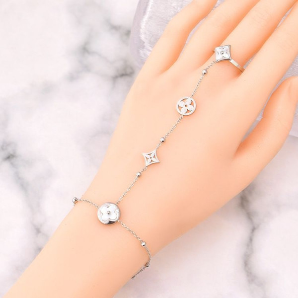 Слейв-браслет цветочная нежность с фианитами CJF03204