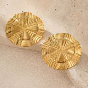 Серьги-пусеты Диски с концентрическим рельефом CJL83709