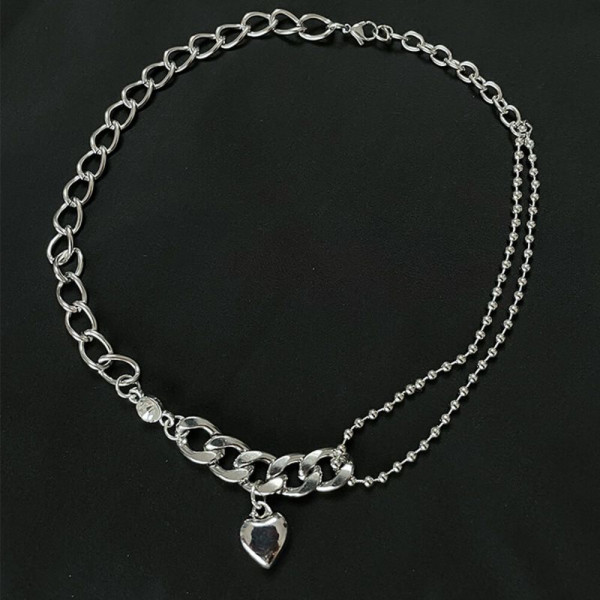 Многослойное колье с подвеской-сердцем на цепях CJH56254