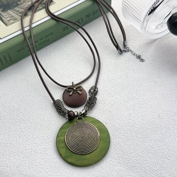 Этнический сотуар с деревянными и резными дисками 1J11656CJJ