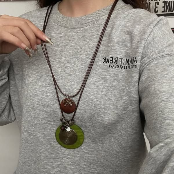 Колье с кулоном из дерева 1J11656CJJ