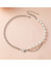 Браслет комбинированный с жемчугом и цепью S56823
