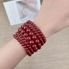 Браслет многорядный из красных жемчужин CJR57139