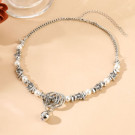 Бусы из жемчуга и темных бусин с ажурным сердцем CJM16931