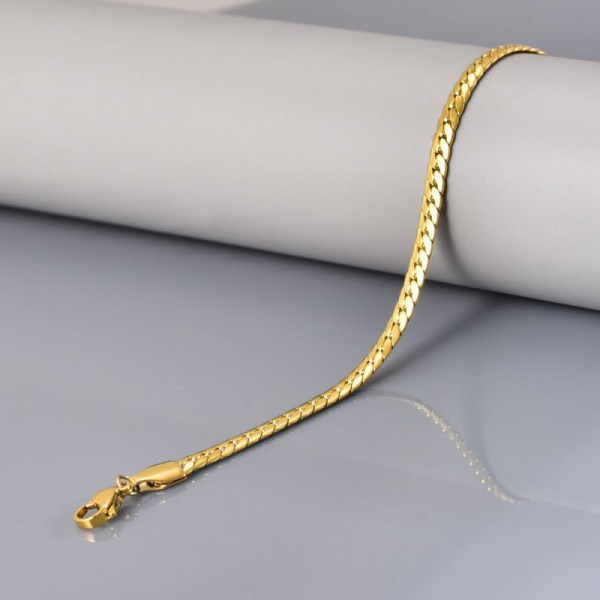 Браслет цепочка плоского плетения в золотистом цвете CJM17027