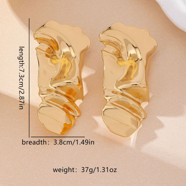 Длинные золотистые серьги из ювелирного сплава в форме абстрактных лиц 1DNS11100CJJ