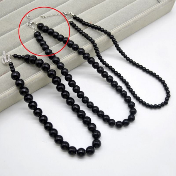 Строгие бусы из темного жемчуга с глубоким блеском N90524