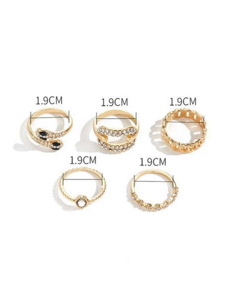 Золотистый комплект колец с кристаллами и крупными звеньями M14787