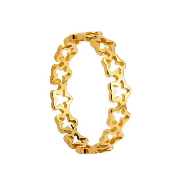 Кольцо стальное с напылением золотом звездочки J10188CJJ