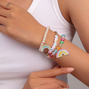 Комплект браслетов с радугой и жемчугом CJG44092
