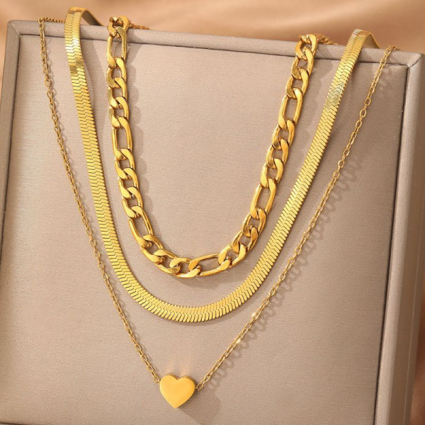 Золотистое многослойное колье каскад CJL77009