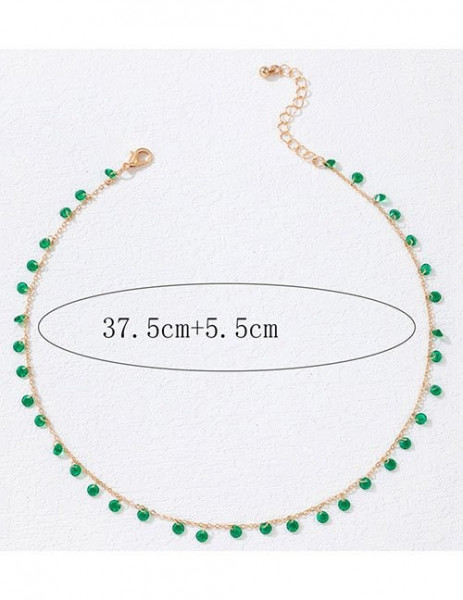 Двухслойный золотистый чокер с яркими бусинами-каплями Z13190