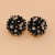 Золотистые серьги-пусеты Гроздь с черными кристаллами CJ25327