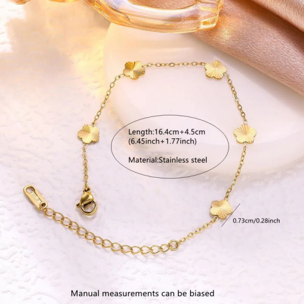 Браслет-цепочка с ажурными элементами-клевером CJT26588