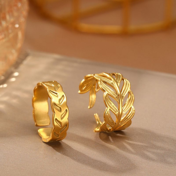 Широкое стальное кольцо с плетеным узором в форме косы CJM03951