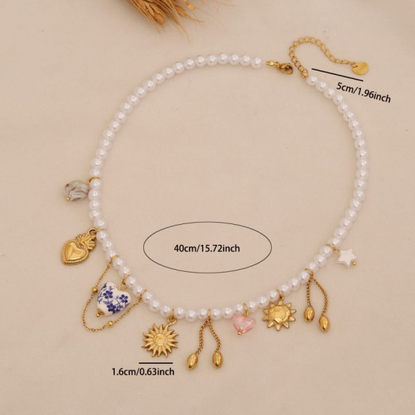 Чокер из мелкого белого жемчуга с набором цветных подвесок CJR76371