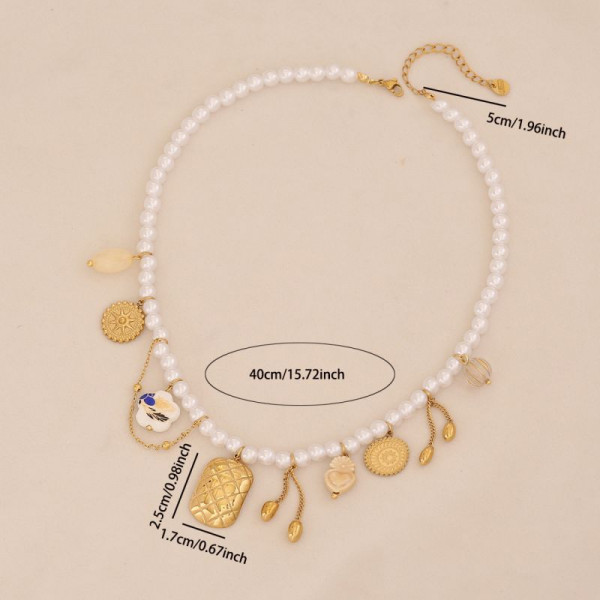 Чокер из мелкого белого жемчуга с набором цветных подвесок CJR76371