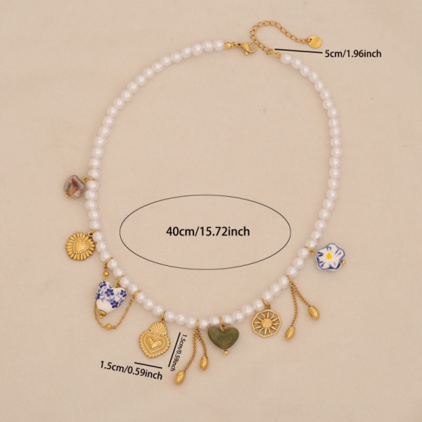 Чокер из мелкого белого жемчуга с набором цветных подвесок CJR76371