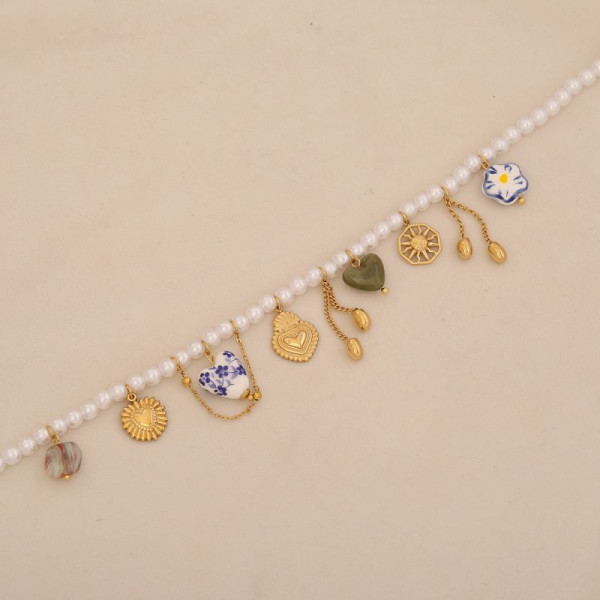 Чокер из мелкого белого жемчуга с набором цветных подвесок CJR76371