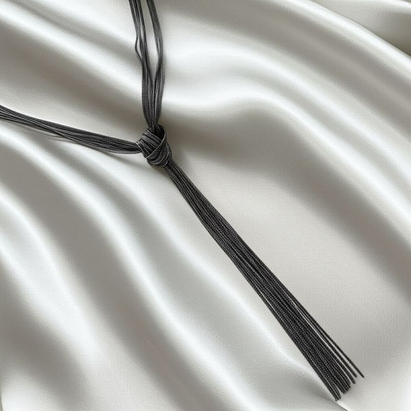 Тонкий серебристый лариат с металлическими кистями DNS11110CJJ