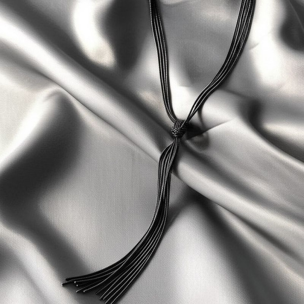 Тонкий серебристый лариат с металлическими кистями DNS11110CJJ