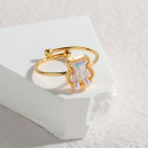 Кольцо из золотистого металла с перламутровым медведем CJG37167