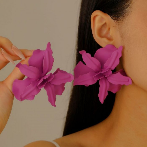 Акцентные серьги-пусеты яркие орхидеи CJM59924