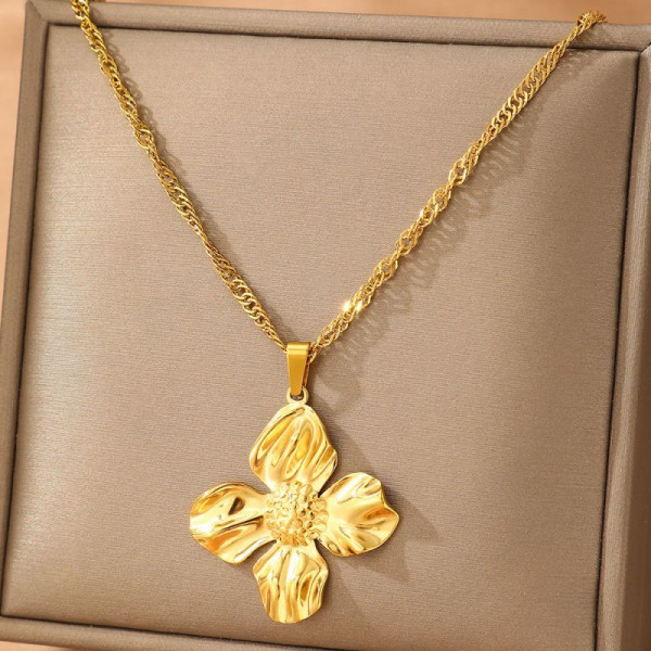 Золотистая цепочка с объемным цветком CJL77565