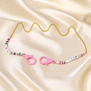 Цепочка для очков золотистая с разноцветным бисером P04737MSK