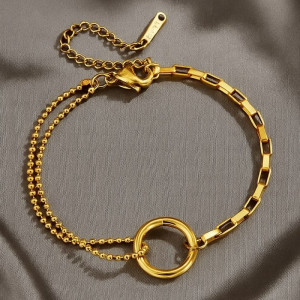 Браслет титановая сталь напыление золотом 1J12132CJJ