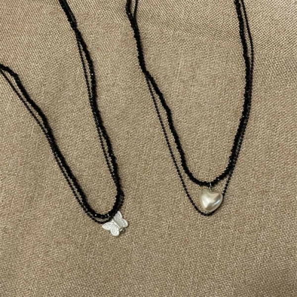 Двойной черный чокер с подвеской в форме бабочки N82695