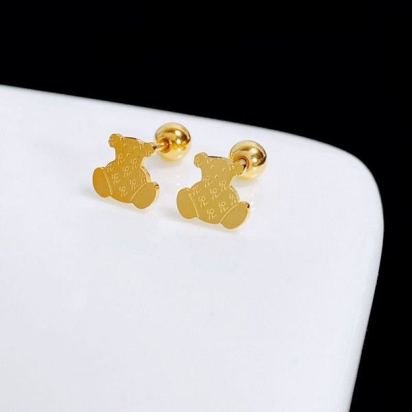 Золотистые серьги-пусеты Мишки CJC99490