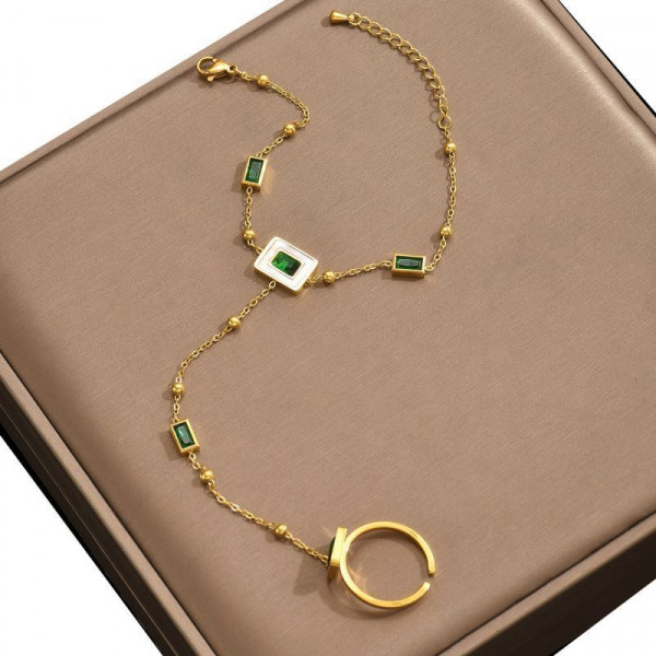 Слейв-браслет изумрудное сияние с квадратными вставками CJF27865