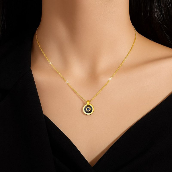 Классическая цепочка с кулоном в виде сияющего диска J10506CJJ